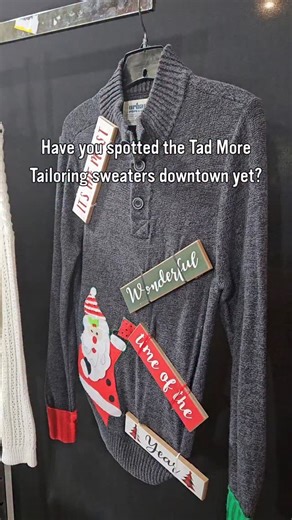 66 reactions | Have you seen @tadmoretailoring sweaters popping up downtown? Each sweater started as a secondhand Goodwill piece and was transformed to show how fun, creative, and doable sustainable fashion can be! Check them out at participating businesses and vote for the sweater that nailed the assignment 痢 | Go Rockford | Facebook