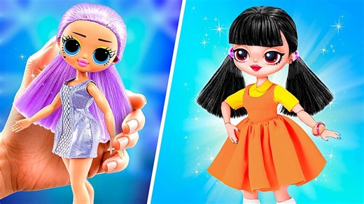 ¡La Muñeca del Juego del Calamar y Merlina se Convirtieron en Mamás Manualidades para LOL OMG | Lalilu Español
