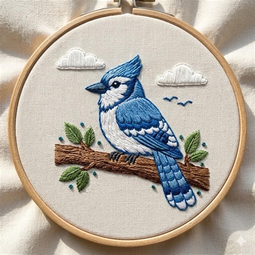 Blue Jay Hand Embroidery Pattern, Blue Jay Bird Design PDF Instant Download - Etsy