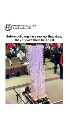 WORLDWIDE REEL HUB on Instagram: "This video shows engineering students turning theory into real-world problem solving. They design and build scale models of earthquake-resistant structures, then push them to the limit using simulated seismic forces. Each structure is placed on an RTDG shake table, a precision device that recreates the complex movements of real earthquakes—side-to-side motion, sudden jolts, and sustained vibrations. As the table begins to move, weaknesses are exposed instantly. 