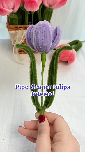 Handmade diy pipe cleaner tulips flower#handmade #diy #flowers #foryou #gift #craft #handmadegifts #handmadecraft #tutorial #fyp #creative #diyfashion #tiktok #viral #pipecleanerart