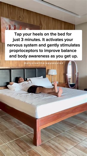 793K views · 3.2K reactions | Before getting out of bed try tapping your heels for just 3 minutes. It wakes up your nervous system improves balance and gets your body ready to move. Simple free and surprisingly effective. #PhysicalTherapy #MorningRoutine #BalanceTraining #WellnessJourney #HealthyHabits #PainFreeLiving #FitnessMotivation #MadzMariwa #fblifestyle | Physical Therapy Session | Facebook
