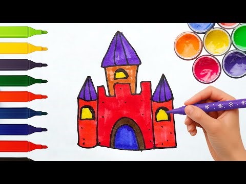 🖍️ Easy Castle for Beginners | Fun Marker Drawing for Children