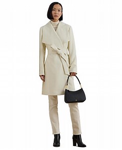 Lauren Ralph Lauren Women's Crepe Belted Wrap Coat - Macy's