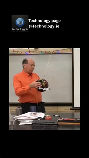 Technology page on Instagram: "Physics in action! 🎱👨‍🏫 Watch as our professor demonstrates a classic momentum experiment with two bowling balls, turning a simple classroom setup into an epic physics showdown. The suspense builds as the balls swing, collide, and prove Newton's laws in real time—pure science magic that’ll make you rethink everyday motion. This mind‑blowing demo shows how energy transfers, how forces interact, and why every action has an equal and opposite reaction, all wrapped 