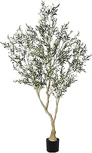 Olive Trees Artificial Indoor - Faux Olive Tree 7ft with Large Olive Branches and Lifelike Fruits - Fake Olive Tree for Modern Home Office House Living Room Decor