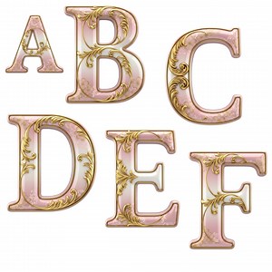 Printable Alphabet Clipart Set Rose Gold Letters Gold Embellishment Vintage Font Digital Letters Wedding Monograms - Etsy