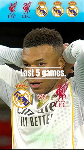 Last 5 games Real vs Liverpool newest. 😎