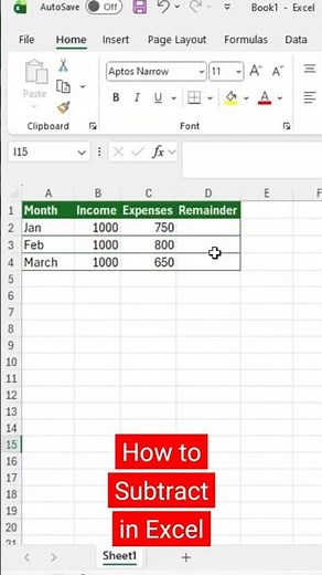 How to Subtract in Excel #spreadsheet #exceltricks #exceltips
