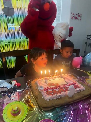 Elmo sings happy 6th birthday with trick blow out magic candles