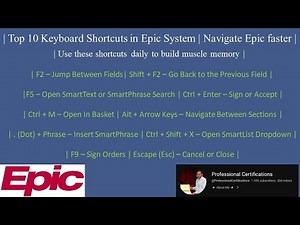 Top 10 Keyboard Shortcuts in Epic System