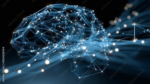 Intricate Neural Network: A stunning visualization of a brain's neural network, showcasing the complex connections that give rise to human intelligence and consciousness.