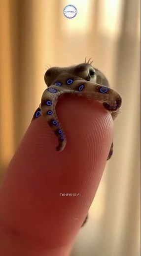 A Tiny Blue-Ringed Octopus on a Finger?! 😱🐙💙