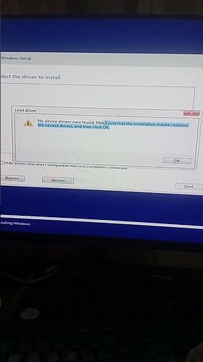 windows setup select driver to install error please help