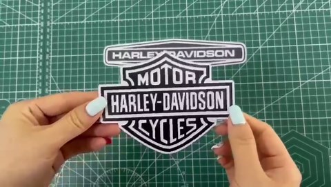 Motorcycle bar and Shield Design Sticker Vinyl Decal #2 Piece Moto HD Club 3.5"x4.5" (Black/White)