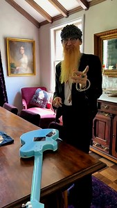 Billy F Gibbons signs beard autograph on the NEWMAN Honeycomb Jr. prototype with Guitar-X pickup swapping technology. Legendary advisory moments from the father of guitar technology. @thenammshow @creamtcustomshop @guitarxuk | Newman Guitars