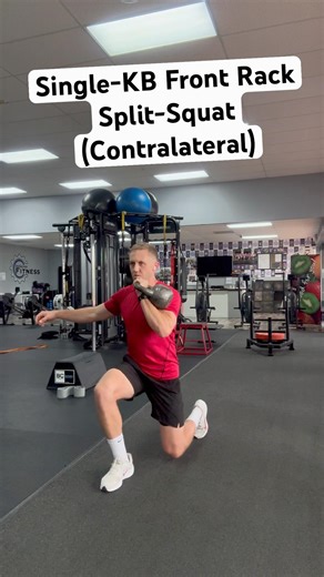 Single-KB Front Rack Split Squats (Contralateral)
