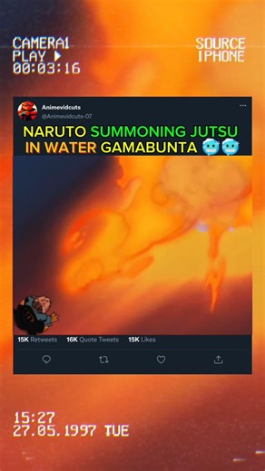 Naruto summoning jutsu in water gamabunta 😱😱 #naruto #anime #ytshort #video #shorts #viral