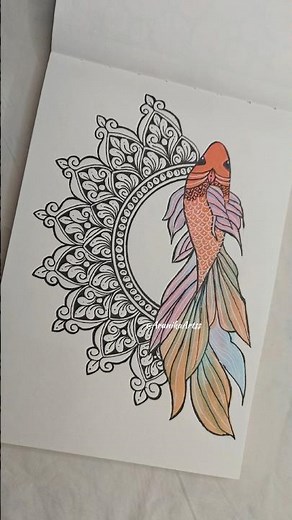 Betta Fish Mandala Drawing | Relaxing Line Art | Step-by-Step Zen Art Design