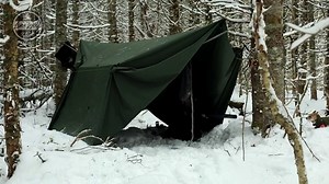 winter camping with hammock hot tent and wood stove in freezing cold temperatures and snow. hammock camping with wood stove in tent. | Lonewolf 902