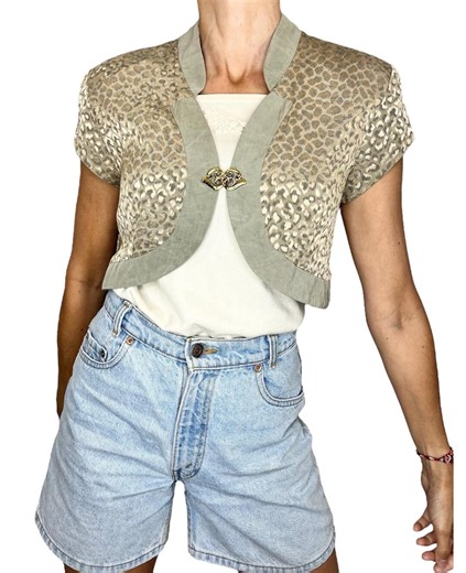 Vintage Canadian Cropped Bolero Jacket, Metallic Animal Print, Size 12 - Etsy