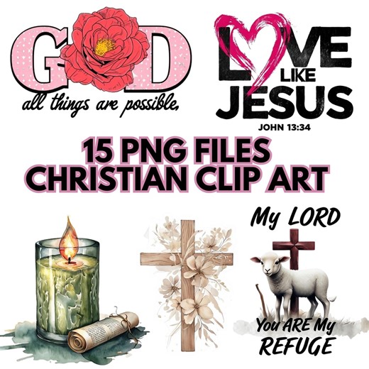Christian Faith Clip Art Bundle | 15 Bible & Prayer Pngs | Planner, Graphics, Religious Digital Art - Etsy