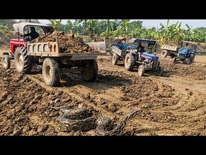 GCB 3DX & Tractor Heavy Work | 4 Tractors Soil Loading 🚜”