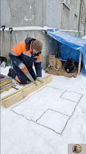 He Built Cozy Snow Shelter for Two Injured Stray Cat | Amazing DIY Cat House Transformation