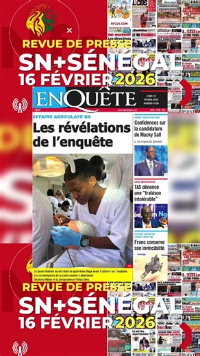 🛑 REVUE DE PRESSE RFM 16 FÉVRIER 2026 🇸🇳#revuedepresse #revuedepressewolof #rfm #revuedepressesenegal #senegalaise_tik_tok