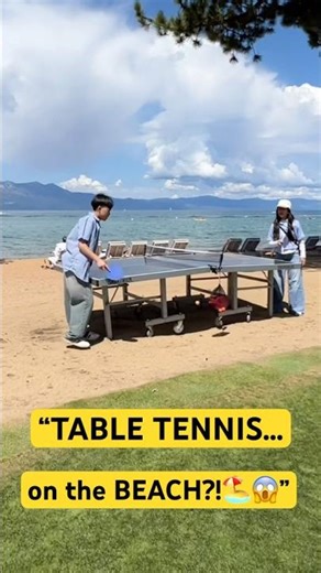 “Playing Table Tennis on the Beach?! 🏖️🏓 You’ve Gotta See This View! #Shorts”