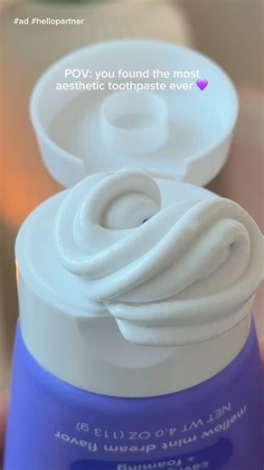 Kirra Dickinson on Instagram: "#hellopartner Romanticizing my tooth brushing routine with the most satisfying toothpaste ever! #ad It’s the NEW hello Whipped Toothpaste in the mellow mint dream flavor and it's sooo fun and foamy 💜 @helloproducts available at @walmart! #hellowhippedtoothpaste #toothpastereview #whippedtoothpaste"