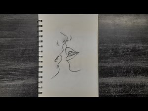 Easy to draw step-by-step romantic kissing sketch | Romantic Sketches