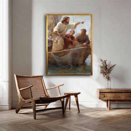 Jesus Calling Disciples Canvas Print, Biblical Boat Scene Painting, Religious Home Decor - Etsy