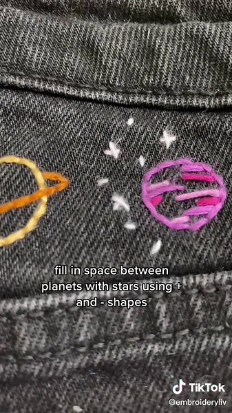 Space Embroidery Tutorial on Jeans: How to Add Stars and Space Theme