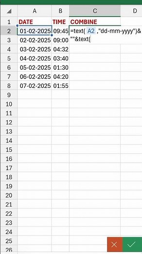How to combine date and time in excel #excel formula #tricks
