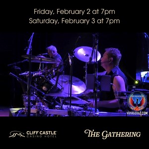 1K views · 18 reactions | Voyager, the ultimate Journey cover band, is set to rock the stage at Cliff Castle Casino Hotel!   February 2 & 3  7pm, doors open at 6:30pm  The Gathering ️ Grab tickets at our Hunt & Gather gift shop Get ready for a night of electrifying performances, timeless hits, and an unforgettable musical "journey"! | Cliff Castle Casino Hotel | Facebook