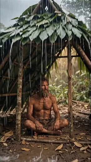 He Built a Shelter Before the Rain Came 🌧️🌿 #shorts