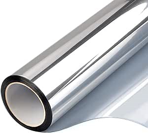 Filmgoo Window Tint for Home One Way Daytime Privacy Window Film Heat Blocking Anti UV Mirrored Reflective Window Film for Home and Office, Silver, 29.5 Inch x 6.5 Feet