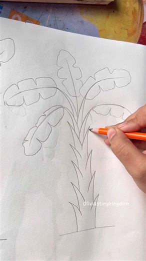 Banana tree drawing/Banana tree tutorial part-1 #shortvideo #tree