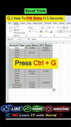Excel Ctrl + Enter Trick 🤯 Fill Multiple Cells Instantly | Excel Shortcut #shorts
