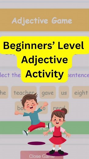 🎉 Discover the magic of adjectives with our new Adjective Game! ✨ 📖 30 simple sentences crafted for beginners to grasp the concept effortlessly. 🔍 Spot the adjective, ace the game, and bolster the language skills. 🌟 Don’t just play, master the art of language! 🌟 🔗 Dive in now: https://katralelithu.com 💸 Want unlimited fun? Subscribe to our membership for just Rs 1050 only! 👆 Tap in. Learn. Play. Repeat. #AdjectiveChallenge #LanguageLearningMadeFun #KatralElithuGames #KatralElithu #Phonic