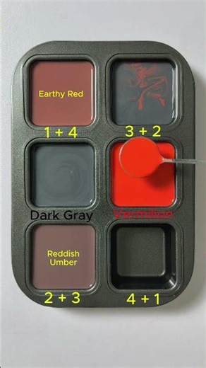 Create 4 colors from 2 colors.#asmr #mix #colormixing #colors #mixing #gray #red #brown