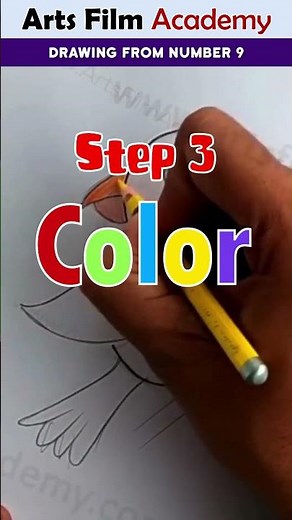 Drawing with number 9 | how to make Birds Drawing with numbers | Drawing from Number 9