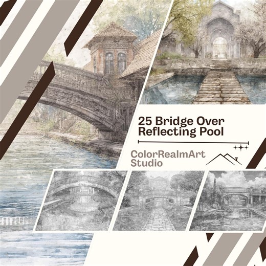 Zen Garden Bridge Coloring Pages | 25 Printable Art Scenes (PDF Download) - Etsy