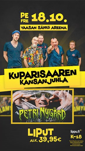 Kuparisaaren Kansanjuhla täyttää Vaasan Sähkö Areenan ensi perjantaina, kun lavalle nousee Klamydia, Petri Nygård sekä Kuningas Pähkinä ja Setä Tamu! 🤩 Luvassa on mahtava vaasalaisen musiikin ilta, joten hanki lippusi nyt! 🫵🏼🎫 liput myy lippu.fi: https://www.lippu.fi/artist/vaasan-sport/kuparisaaren-kansanjuhla-3701891/ | Vaasan Sport