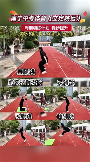 Establish a one-cycle training plan for the standing long jump and steadily improve th
