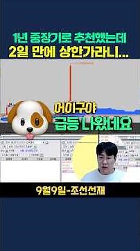 1년 중장기 추천했는데 2일 만에 상한가라니...#조선선재#주식단테#주식고수