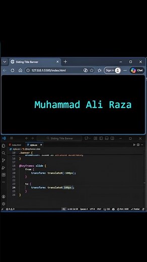 Sliding Title Banner using HTML and CSS. #animation #coding #webdesign #webdevelopment #htmlcss