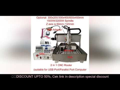 4 Axis Wood CNC Router 6040 2200W Metal Engraver 1500W 3040 USB Port PCB Milling Cutting Drilling Ma