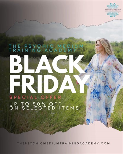 Black Friday is here early! I’m excited to share that The Psychic Medium Training Academy’s Black Friday Sale is officially live. From November 22 to December 1, you can access tools to deepen your intuition, strengthen your gifts, and support your spiritual growth, all at special pricing. From meditation packages to help you connect, ground, and raise your vibration, to on-demand courses covering intuition, healing foundations, energy work, and so much more, I can’t wait for you to explore what